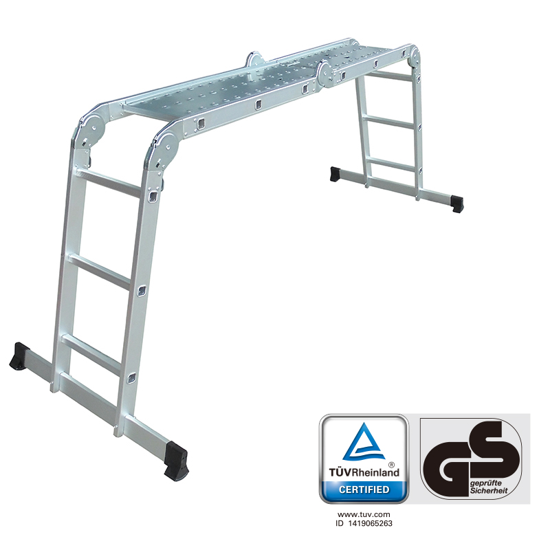 LCG3412BR  3.38m  TUV/GS  Multi-Purpose  4x3 Aluminium Folding  Ladder with Platform Scaffold Step
