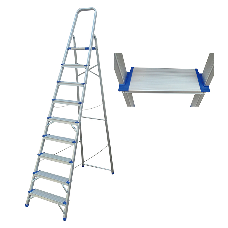 120mm wide steps  3-9 Steps Ladder Folding Aluminium Ladders with Safety Non-Slip Step