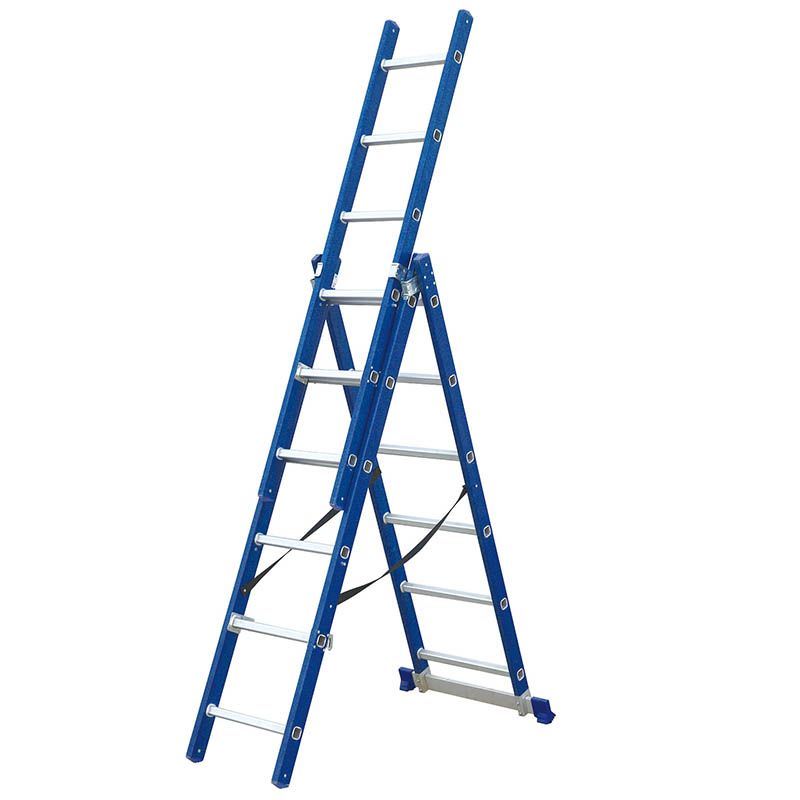 3 Section Combination  Fiberglass   Ladder  3x6, 3x8, 3x10,3x12 steps